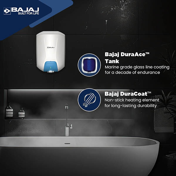 Buy Bajaj 10 L Endure Series Gracio White Storage Water Heater Online - Vasanth and Co