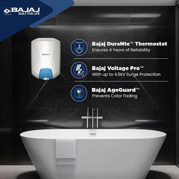 Buy Bajaj 25 L Endure Series Gracio White Storage Water Heater Online - Vasanth and Co