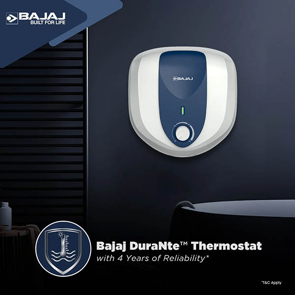 Buy Bajaj 6 L Armor Series Pentacle White & Blue Storage Water Heater Online - Vasanth and Co