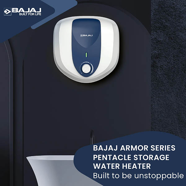Buy Bajaj 15 L Armor Series Pentacle White & Blue Storage Water Heater Online - Vasanth and Co