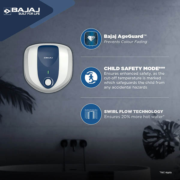 Buy Bajaj 15 L Armor Series Pentacle White & Blue Storage Water Heater Online - Vasanth and Co