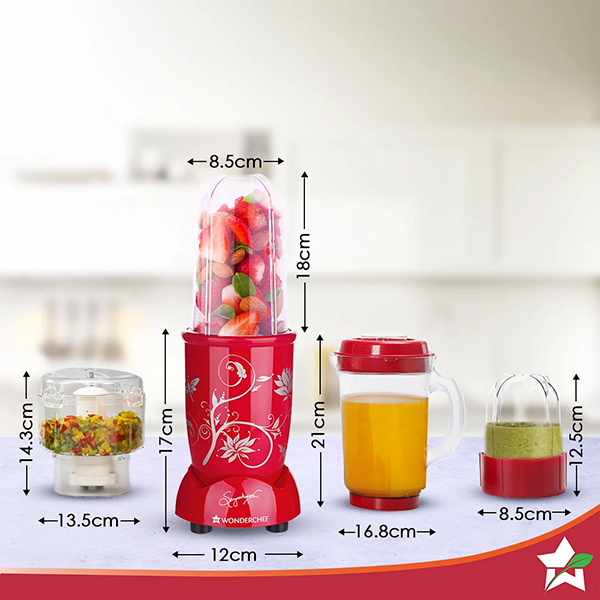 Buy Wonderchef 500 Watts 4 Jars Nutri blend CKM Red Mixer Grinder & Chopper Online - Vasanth and Co