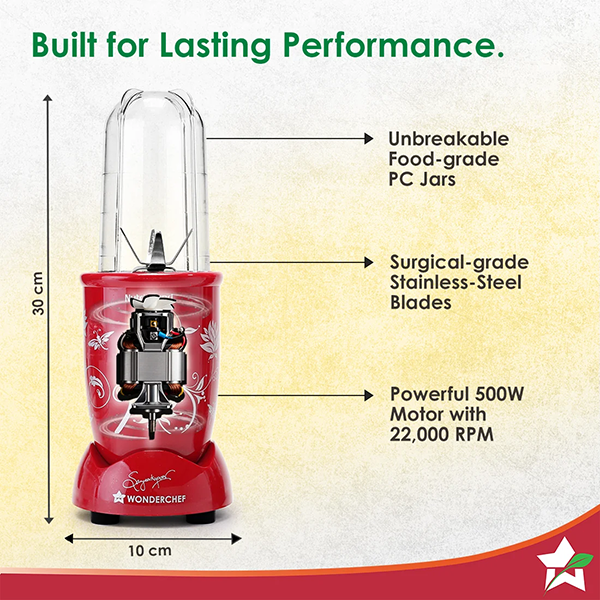 Buy Wonderchef 500 Watts 4 Jars Nutri blend CKM Red Mixer Grinder & Chopper Online - Vasanth and Co