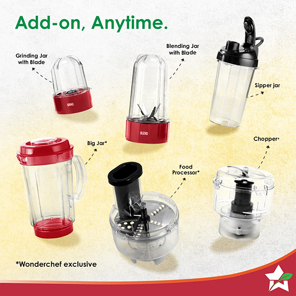 Buy Wonderchef 500 Watts 4 Jars Nutri blend CKM Red Mixer Grinder & Chopper Online - Vasanth and Co