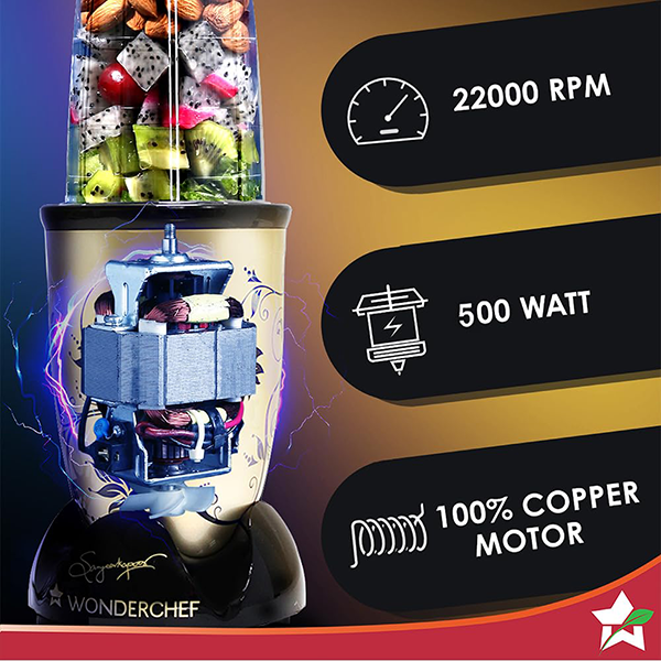Buy Wonderchef 500 Watts 4 Jars Nutri blend Champagne Mixer Grinder Online - Vasanth and Co