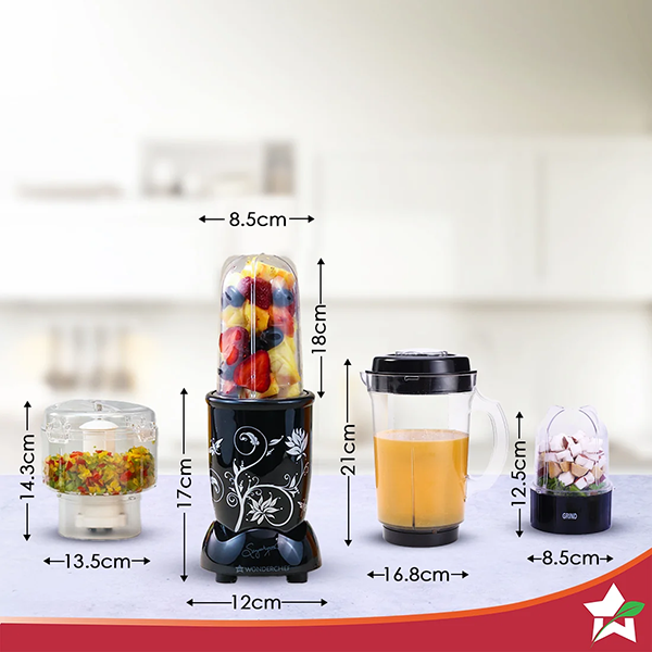 Buy Wonderchef 500W 4 Jars Nutri blend CKM Black Mixer Grinder & Chopper Online - Vasanth and Co