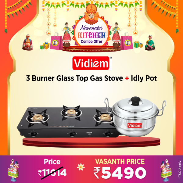 Buy Vidiem Glass Top Veer 3 Burner Gas Stove - Vasanth and Co