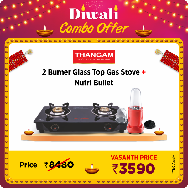 Buy Sowbaghya Compact 2 Burner Glass Top Gas Stove - Vasanth and Co